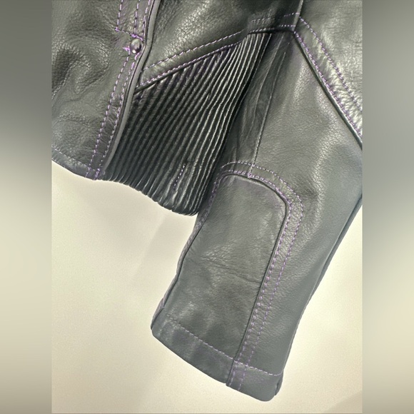 Ladies UNIK Ultra Heavy leather Motorcycle Jacket  Hooded Liner Sz XL - Picture 2 of 5